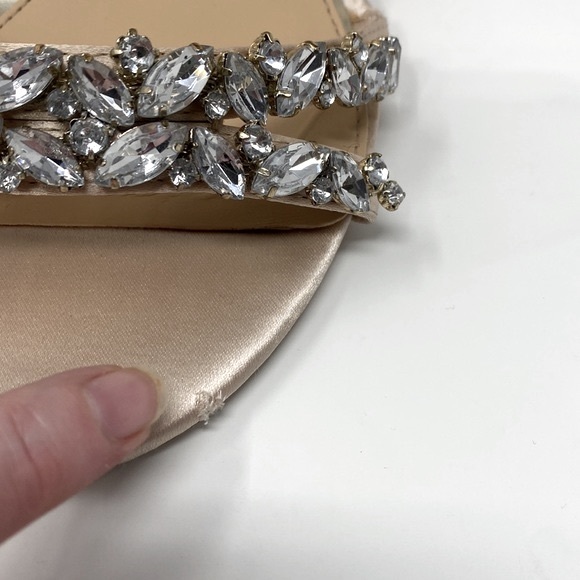 JEWEL BADGLEY MISCHKA Caroline Rhinestone Champagne Ankle Beaded Heels Size 7.5 - Picture 15 of 16